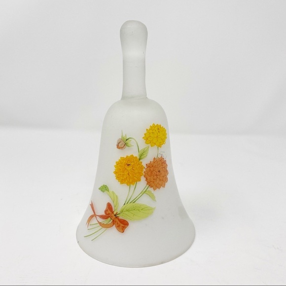 TOSCANY Vintage Wildflowers Frosted Glass Bell - Picture 1 of 7